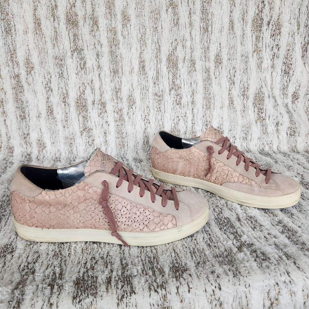 P448 "John" Snakeskin Pink Python Low Top Sneaker, Women's Size 8.5 - 9 - Picture 8 of 12
